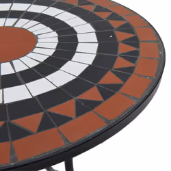 vidaXL Mosaic Bistro Set Outdoor Bar Set Table and Chair Iron and Ceramic - terracotta and black - Additional view 6