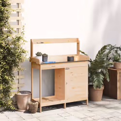 vidaXL Potting Table with Cabinet Potting Bench Plant Table Solid Wood Fir - brown - Additional view 2