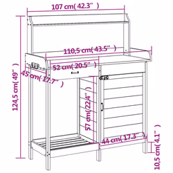 vidaXL Potting Table with Cabinet Potting Bench Plant Table Solid Wood Fir - brown - Additional view 3