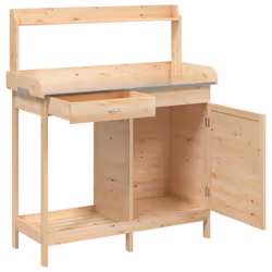 vidaXL Potting Table with Cabinet Potting Bench Plant Table Solid Wood Fir - brown - Additional view 5