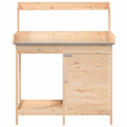 vidaXL Potting Table with Cabinet Potting Bench Plant Table Solid Wood Fir - brown - Additional view 6