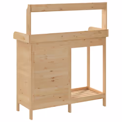 vidaXL Potting Table with Cabinet Potting Bench Plant Table Solid Wood Fir - brown - Additional view 8