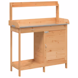 vidaXL Potting Table with Cabinet Potting Bench Plant Table Solid Wood Fir - dark and brown