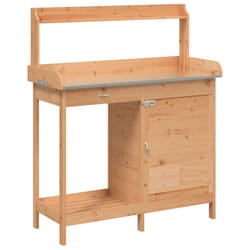 vidaXL Potting Table with Cabinet Potting Bench Plant Table Solid Wood Fir - dark and brown