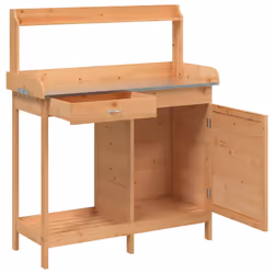 vidaXL Potting Table with Cabinet Potting Bench Plant Table Solid Wood Fir - dark and brown - Additional view 4