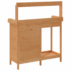 vidaXL Potting Table with Cabinet Potting Bench Plant Table Solid Wood Fir - dark and brown - Additional view 7