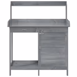 vidaXL Potting Table with Cabinet Potting Bench Plant Table Solid Wood Fir - black - Additional view 6