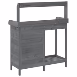 vidaXL Potting Table with Cabinet Potting Bench Plant Table Solid Wood Fir - black - Additional view 8