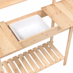 vidaXL Potting Table with Sink Potting Bench Plant Table Grey Solid Wood Fir - brown - Additional view 10