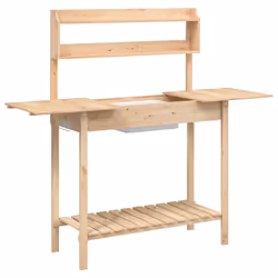 vidaXL Potting Table with Sink Potting Bench Plant Table Grey Solid Wood Fir - brown - Additional view 5