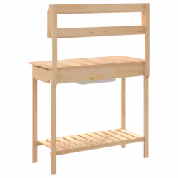 vidaXL Potting Table with Sink Potting Bench Plant Table Grey Solid Wood Fir - brown - Additional view 8