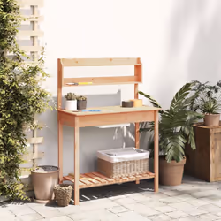 vidaXL Potting Table with Sink Potting Bench Plant Table Grey Solid Wood Fir - dark and brown - Additional view 2