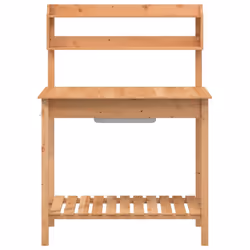 vidaXL Potting Table with Sink Potting Bench Plant Table Grey Solid Wood Fir - dark and brown - Additional view 4