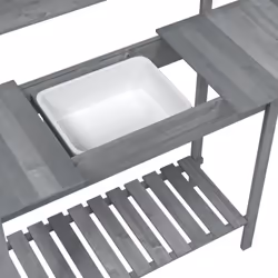 vidaXL Potting Table with Sink Potting Bench Plant Table Grey Solid Wood Fir - black - Additional view 10