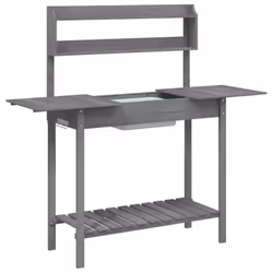 vidaXL Potting Table with Sink Potting Bench Plant Table Grey Solid Wood Fir - black - Additional view 5