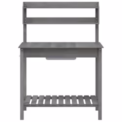 vidaXL Potting Table with Sink Potting Bench Plant Table Grey Solid Wood Fir - black - Additional view 6