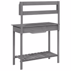 vidaXL Potting Table with Sink Potting Bench Plant Table Grey Solid Wood Fir - black - Additional view 8