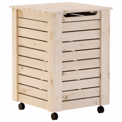 vidaXL Laundry Basket with Wheels Wash Hamper Washing Basket Solid Wood Pine