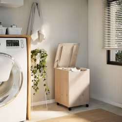 vidaXL Laundry Basket with Wheels Wash Hamper Washing Basket Solid Wood Pine