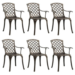 vidaXL Garden Chairs Patio Outdoor Dining Chair 6 pcs Cast Aluminium Bronze