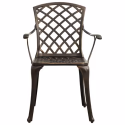 vidaXL Garden Chairs Patio Outdoor Dining Chair 6 pcs Cast Aluminium Bronze - Additional view 4