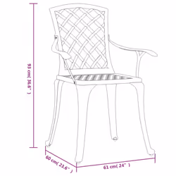 vidaXL Garden Chairs Patio Outdoor Dining Chair 6 pcs Cast Aluminium Bronze - Additional view 9