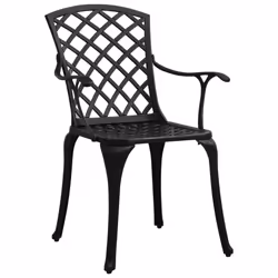 vidaXL Cast Aluminum Patio Chairs - 6 Pc Outdoor Dining Chairs Set in Black with High Backrest for Garden Patio Poolside Seating - Additional view 4