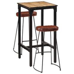 vidaXL Bar Set 3 Piece Bar Table and Chairs Solid Rough Wood Mango and Metal