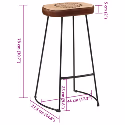 vidaXL Bar Set 3 Piece Bar Table and Chairs Solid Rough Wood Mango and Metal