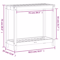 vidaXL Potting Table with Shelf Garden Potting Bench White Solid Wood Pine