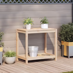 vidaXL Potting Table with Shelf Potting Bench Plant Table Solid Wood Pine - natural pine, 82.5 x 50 x 75 cm - Additional view 2