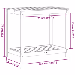 vidaXL Potting Table with Shelf Potting Bench Plant Table Solid Wood Pine - natural pine, 82.5 x 50 x 75 cm - Additional view 9