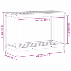 vidaXL Potting Table with Shelf Potting Bench Plant Table Solid Wood Pine - Additional view 9