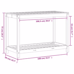 vidaXL Potting Table with Shelf Potting Bench Plant Table Solid Wood Douglas