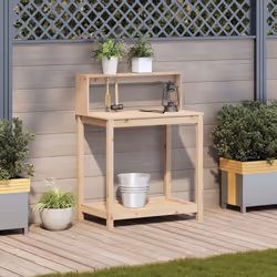 vidaXL Potting Table with Shelves Potting Bench Plant Table Solid Wood Pine