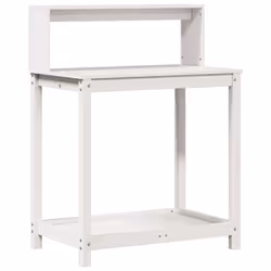 vidaXL Potting Table with Shelves Garden Potting Bench White Solid Wood Pine