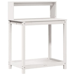 vidaXL Potting Table with Shelves Garden Potting Bench White Solid Wood Pine
