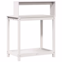 vidaXL Potting Table with Shelves Garden Potting Bench White Solid Wood Pine - Additional view 6
