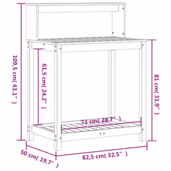 vidaXL Potting Table with Shelves Garden Potting Bench White Solid Wood Pine - Additional view 9
