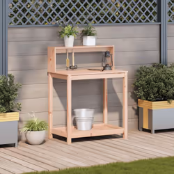 vidaXL Potting Table with Shelves Potting Bench Plant Table Solid Wood Douglas