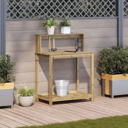 vidaXL Potting Table with Shelves Garden Potting Bench Impregnated Wood Pine