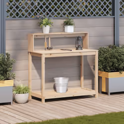 vidaXL Potting Table with Shelves Potting Bench Plant Table Solid Wood Pine