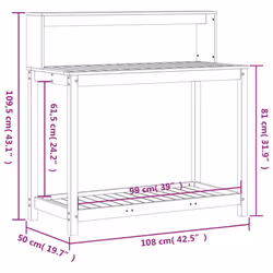 vidaXL Potting Table with Shelves Potting Bench Plant Table Solid Wood Pine - Additional view 9