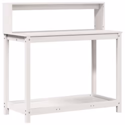 vidaXL Potting Table with Shelves Garden Potting Bench White Solid Wood Pine