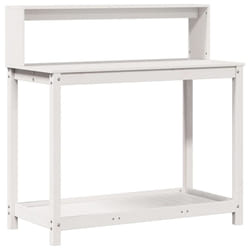 vidaXL Potting Table with Shelves Garden Potting Bench White Solid Wood Pine