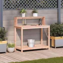 vidaXL Potting Table with Shelves Potting Bench Plant Table Solid Wood Douglas