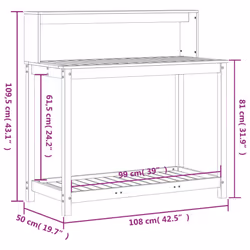 vidaXL Potting Table with Shelves Potting Bench Plant Table Solid Wood Douglas - Additional view 9