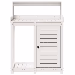 vidaXL Potting Table with Shelves Garden Potting Bench White Solid Wood Pine - Additional view 4
