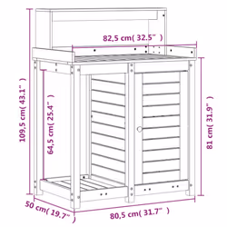 vidaXL Potting Table with Shelves Garden Potting Bench White Solid Wood Pine - Additional view 9
