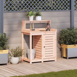 vidaXL Potting Table with Shelves Potting Bench Plant Table Solid Wood Douglas